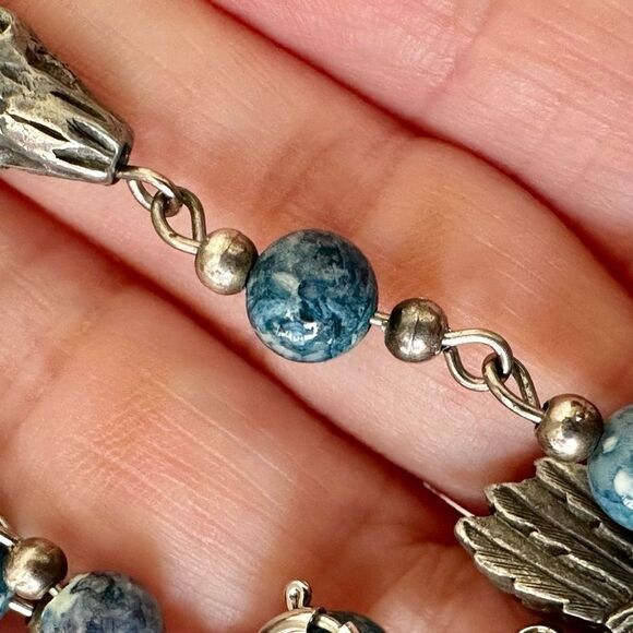 Blue beaded bull and chief charm bracelet - Picture 8 of 8